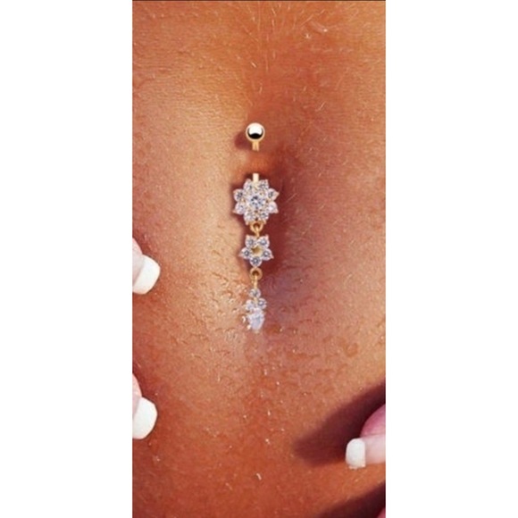 Flower dangle belly ring - Picture 2 of 5